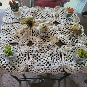 Crochet doily table center piece